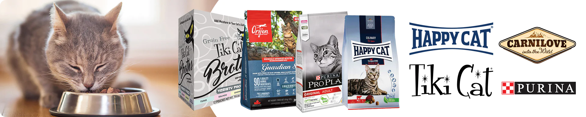A close-up of a bag of premium cat food with a picture of a satisfied cat on the front, against a white background.
