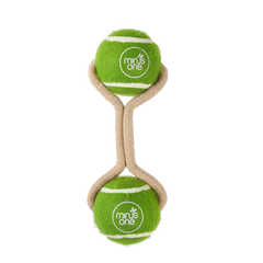 All For Paws Dog Tennis Ball Rope Toy Double Meadow