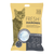 Bag of cat litter with a cat illustration and product details on a yellow background