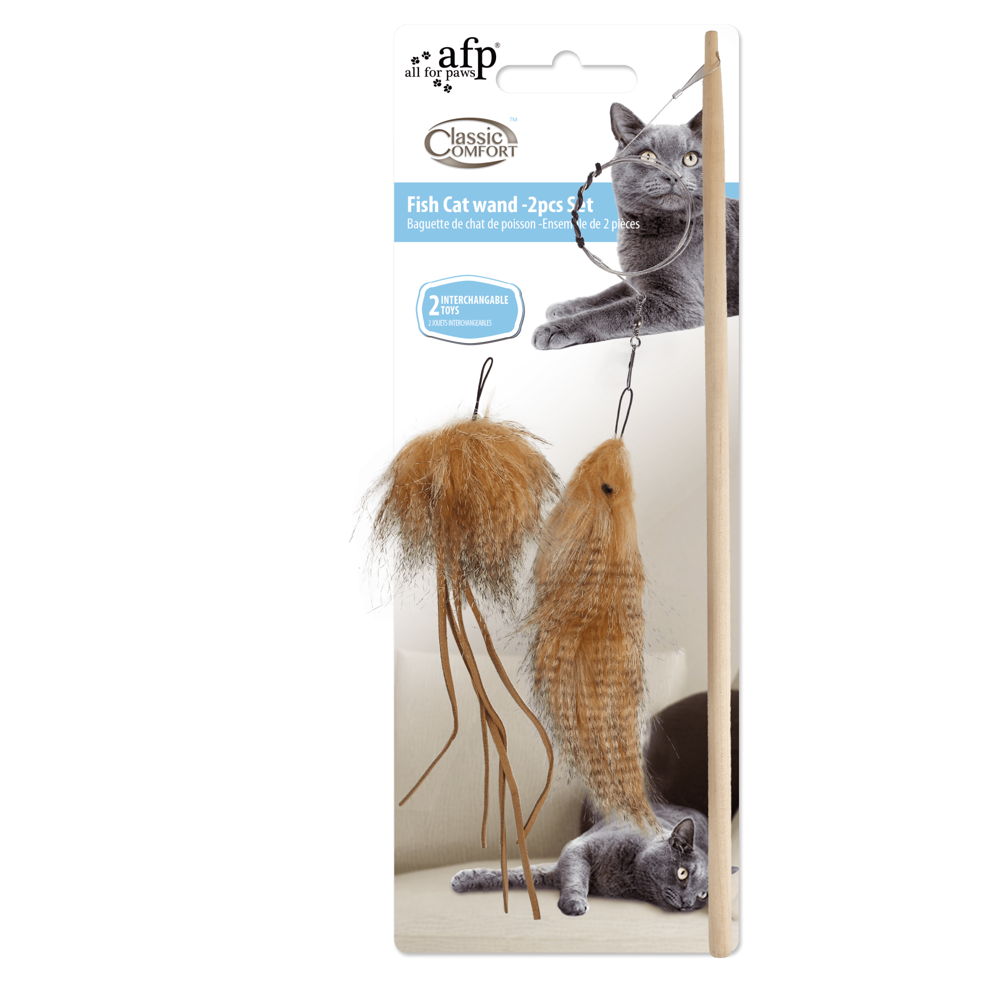 All for Paws Classic Comfort Fish Cat Wand Set The Pets Club