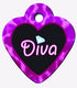 The Hillman ID Tag - Heart Small Diva Black/Pink