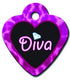 The Hillman ID Tag - Heart Small Diva Black/Pink